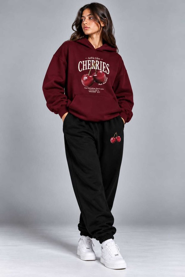 Women/Men Krzcher Custom Printed Cotton Oversize Jogger Hooded Sweatshirt Bottom Top Set