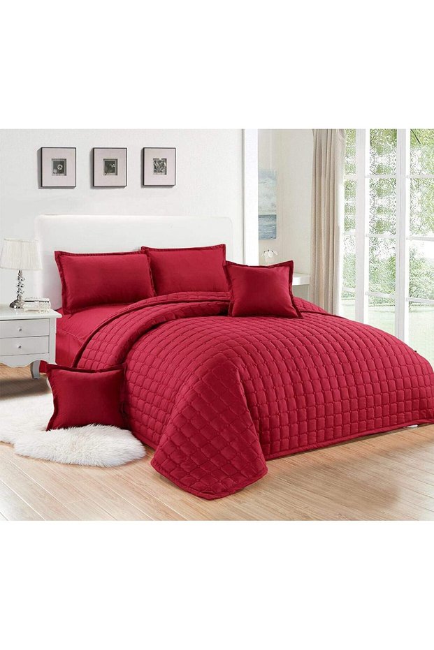 Moon Compressed Two-Sided Comforter 4 Pieces Set, Single Size, Red