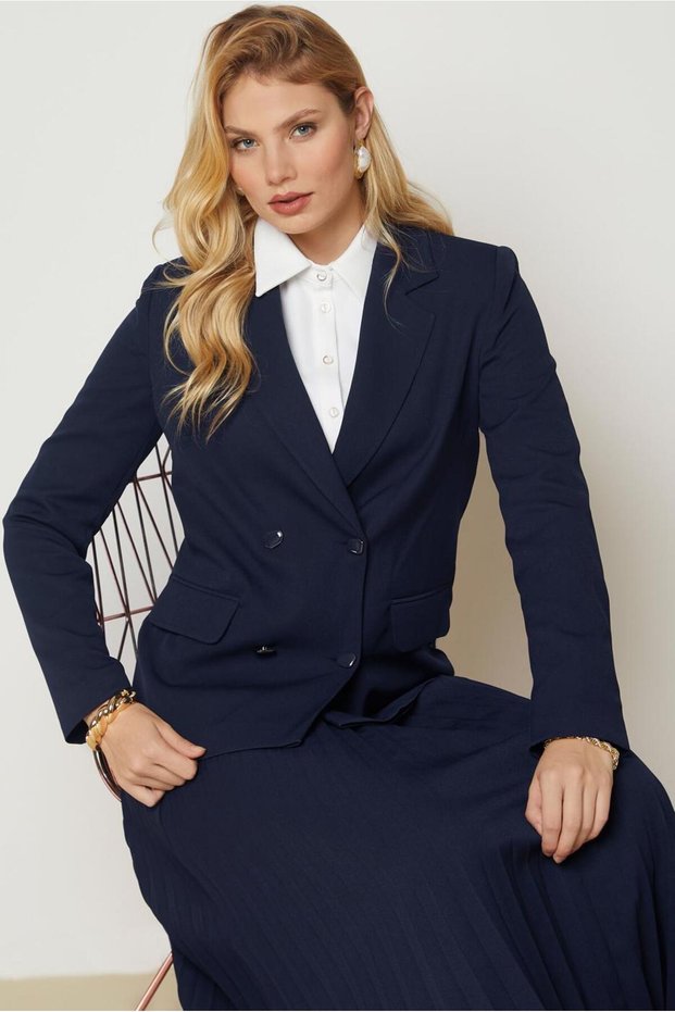 Kruvaze Collar Skirt Suit 30562