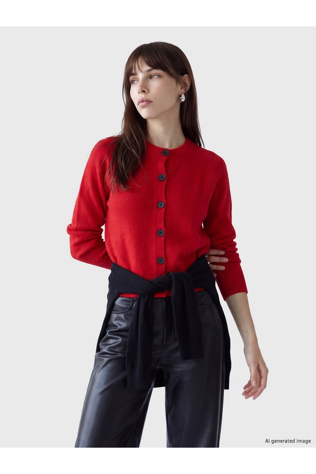 Peak New Season Red Crew Neck Women's Knitwear Cardigan