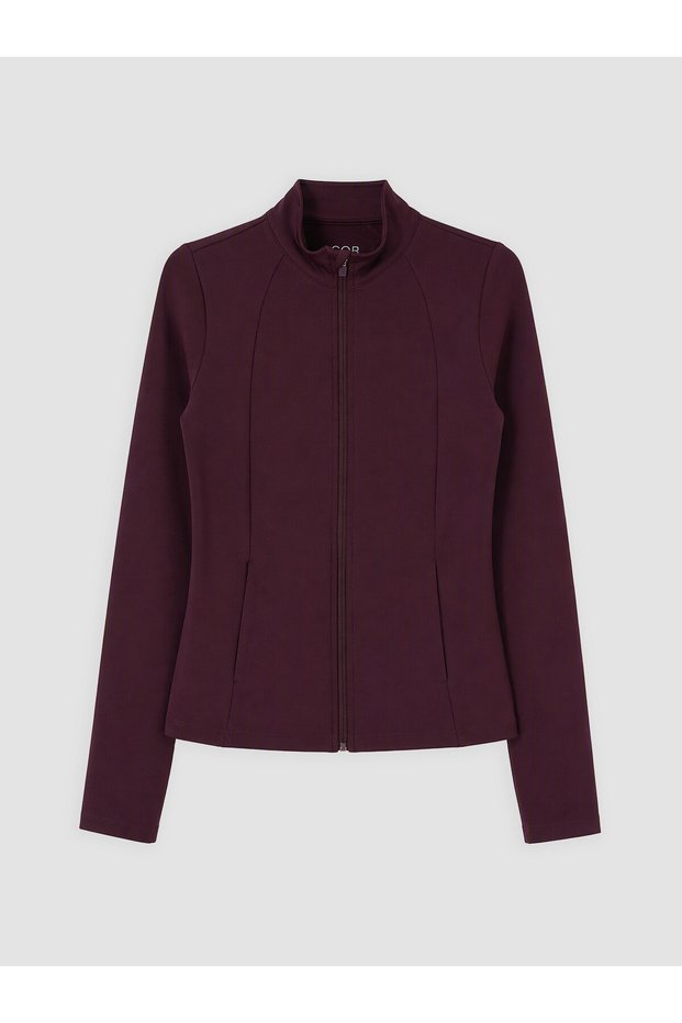 Ozmarka New Season Plum High Collar Women's Zippered Sweatshirt