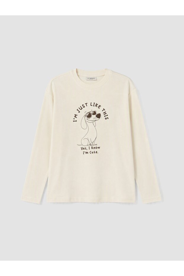 Peak New Season Beige Printed Boys' T-Shirt