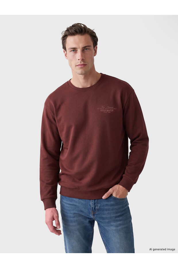 Peak New Season Brown Crew Neck Men's Sweatshirt