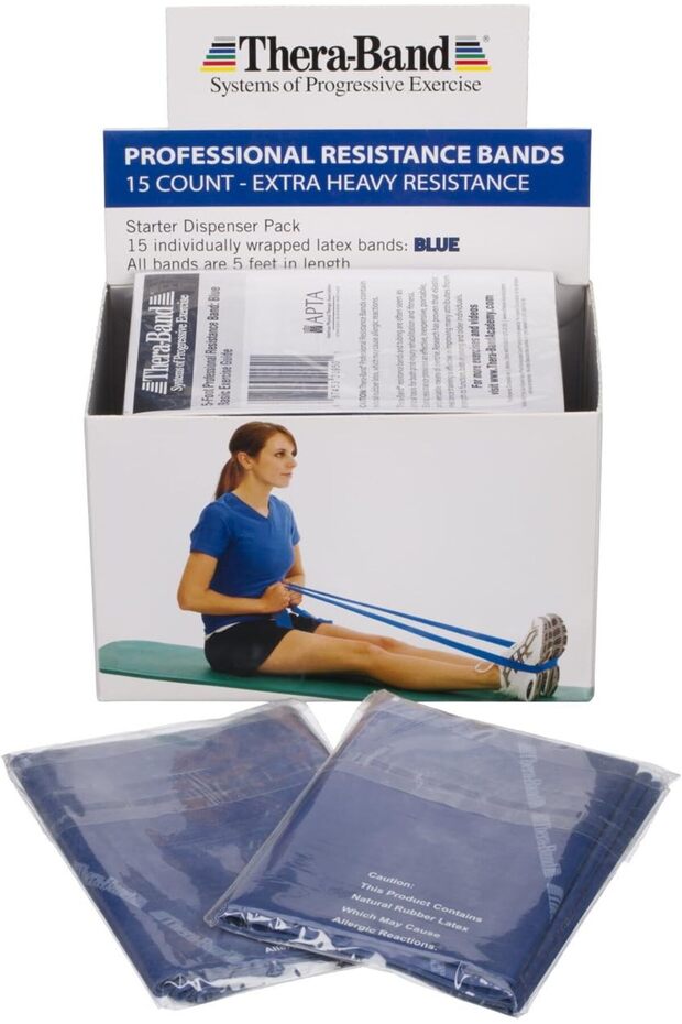 Professional Latex Resistance Bands For Upper and Lower Body Exercise, Physical Therapy, Lower Pilates, At-Home Workouts, and Rehab, 5 Foot, 15 Count, Yellow, Thin, Beginner Level 2
