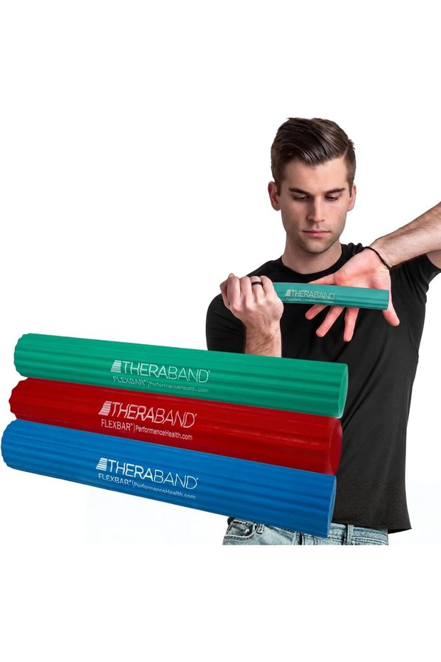 FlexBar Tennis Arm Therapy Rod, Relieves Tendon Pain and Improves Grip Strength, Resistance Bar for Golf and Late Ignition, 3 Pack - Light and Medium