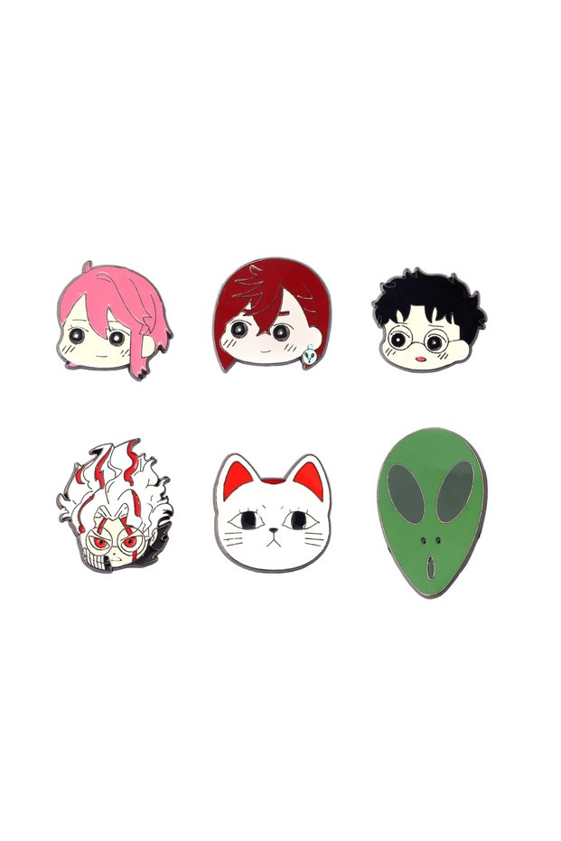 6pcs-set 6Pcs/Set Anime DAN DA DAN Enamel Brooch Cartoon Alien Backpack Lapel Metal Badge Cos