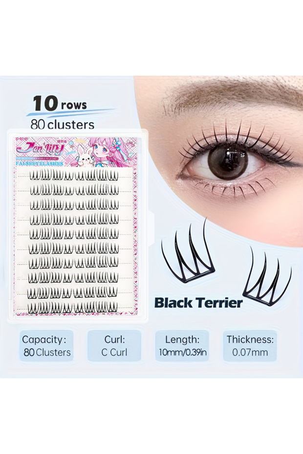 3.0 K-pop -80PCS 10 Rows Korean Girl Group Style False Eyelashes U-Shape Wispy Idol Lashes Natural E