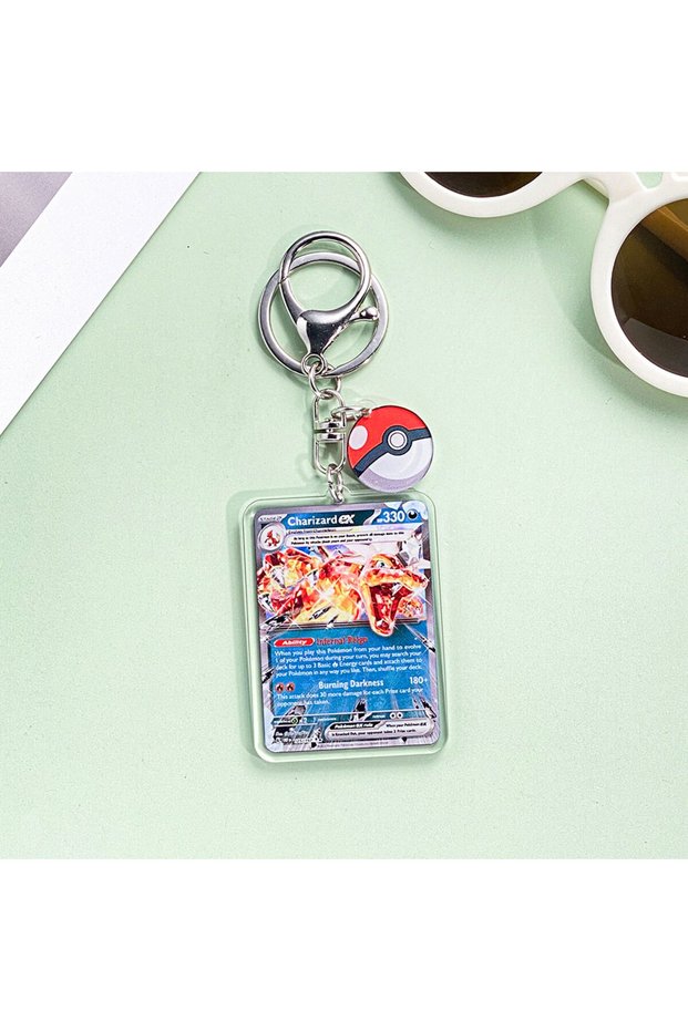 6.2cm 9 Pokémon Characters Pikachu Bulbasaur Jigglypuff Acrylic Car Keychain Accessories Bag Charm K