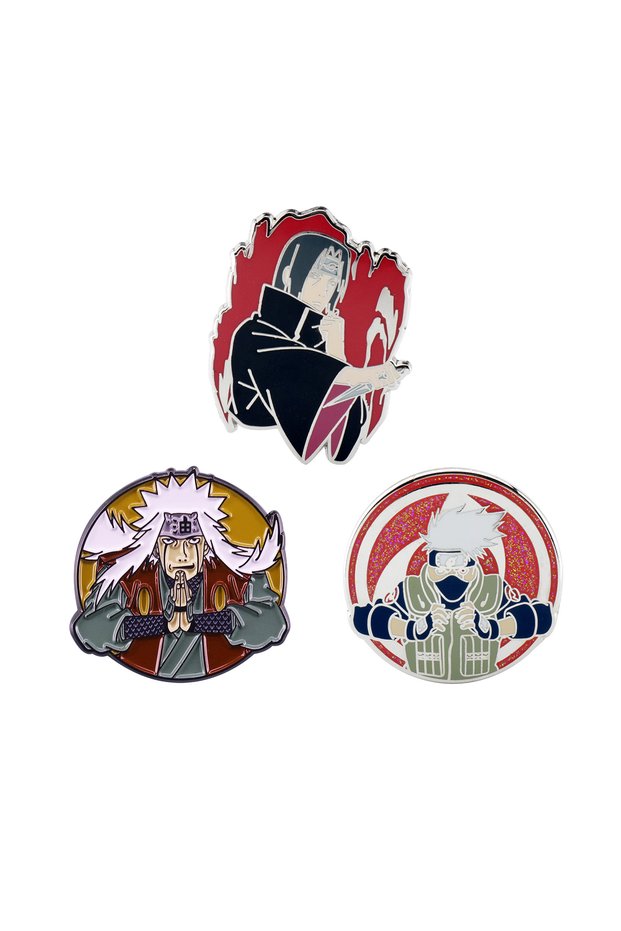 3pcs-set 3Pcs/Set Anime Character Enamel Brooch Cartoon Uchiha Itachi Kakashi Jiraiya Metal