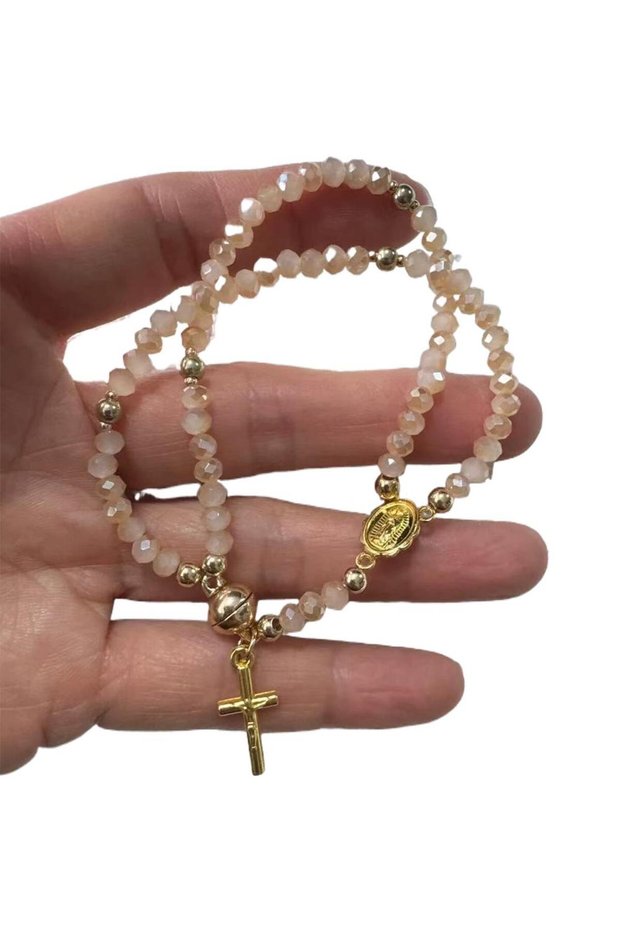 5 Fashion Glass Bead Bracelet Alloy Bangle Minimalist Jewelry Gift For Women Girls Daily Wear Adjust