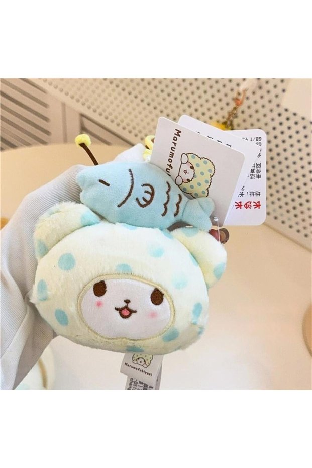 Marumofubiyori C Genuine Sanrio Marumofubiyori Bear Cinnamoroll Plush Toys Keychain Kawaii Small Pen