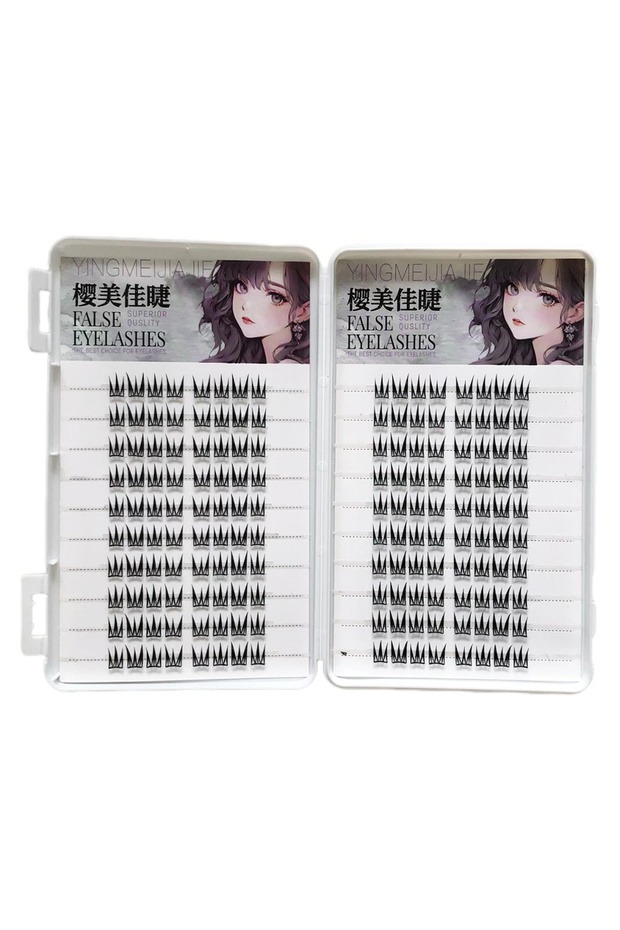 20Row 160 strand Large Capacity False Eyelashes V-shaped Cross Design Fluffy Natural Curly Lashes Ex