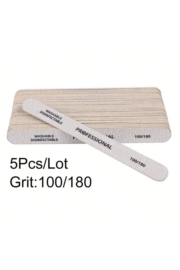 5Pcs 100-180 Grit 50Pcs Wooden Nail File Professional Sanding Buffer Files 100/180/240 Double Side F
