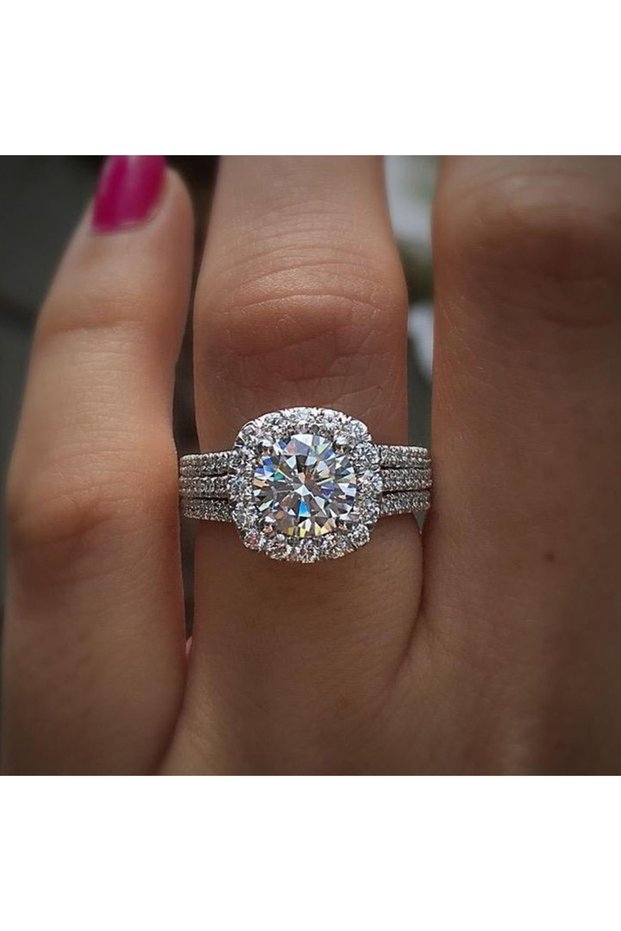 F1068 8 Trendy Women Cubic Zirconia Rings Luxury Engagement Wedding Band Fashion Party Finger Jewelr