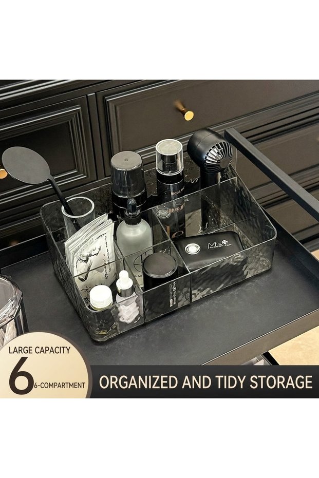 Multi-Compartment Water Ripple Lash Extension Storage Box Divided Desktop Makeup Organizer for Cosm