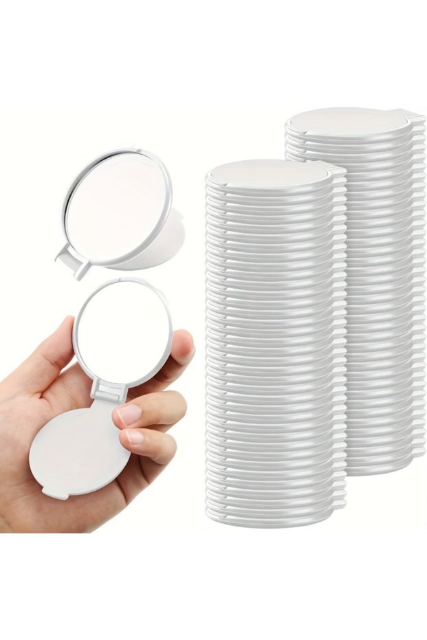 WHITE 20A mini Folding Makeup Mirror, the Size Is 2.75 Inch X 2.44 Inch, Elegant White Design, Very