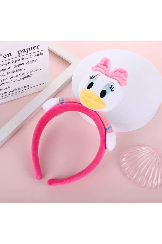 02 Sticky Headband with Minnie, Adorable Winnie, Mickey, and Donald Duck Plush Cartoon Hairbands and