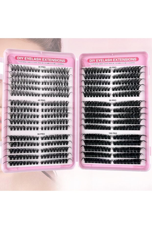 Model-1 Thick & Fluffy DIY Cluster Lashes 30D/100D Mixed Density Mixed Length Individual Eyelash Ext