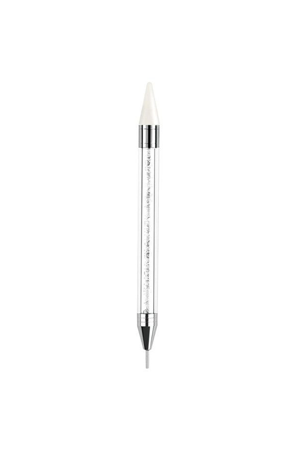 WHITE 1Pc Dual-ended Nail Dotting Wax Pen, Rhinestone Picker DIY Nail Art Decoration Tool