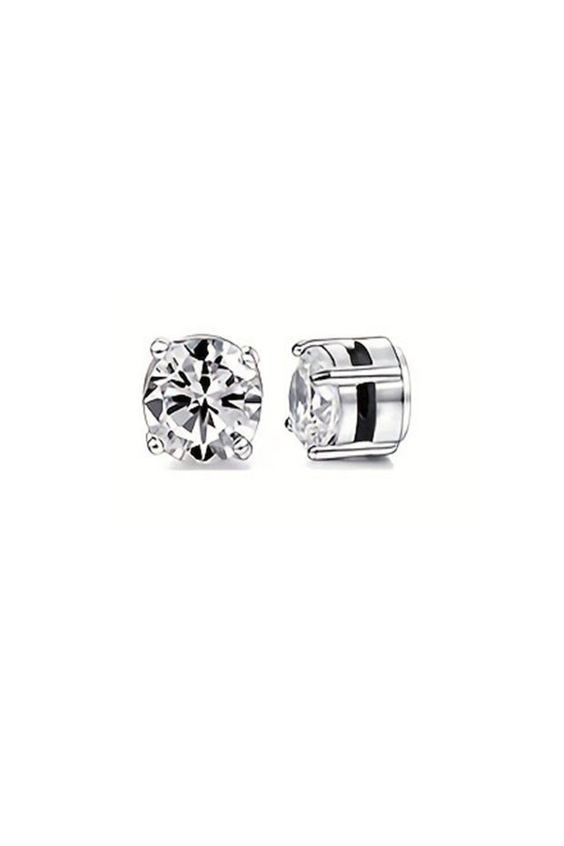 style2 silver 1 Pair Crystal Strong Magnetic Ear Stud Clip Earrings for Men and Women Punk Round Zir