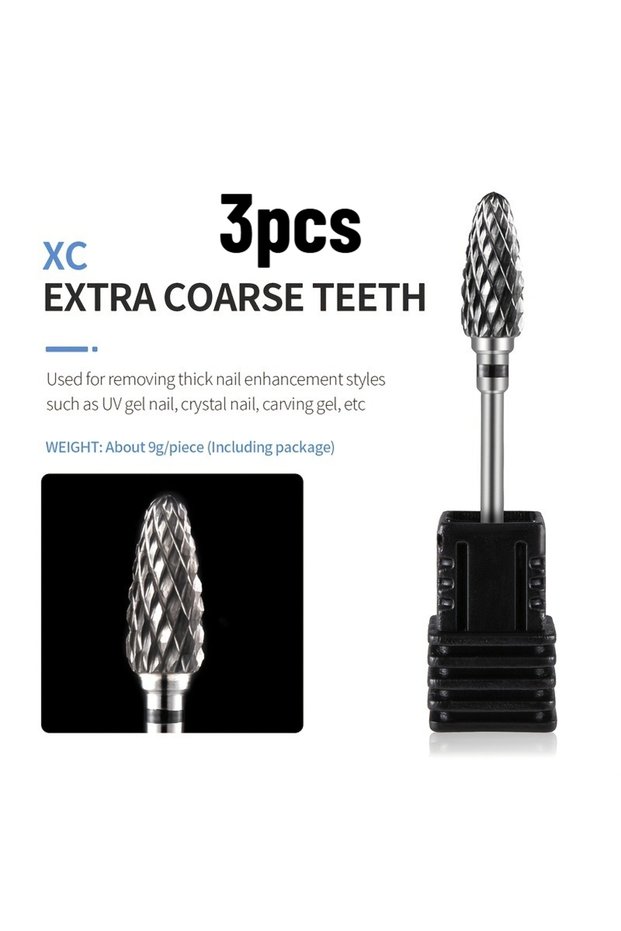 XC 3pcs Tungsten Carbide Nail Drill Bits Electric Manicure Drill Accessories Milling Cutters For Nai