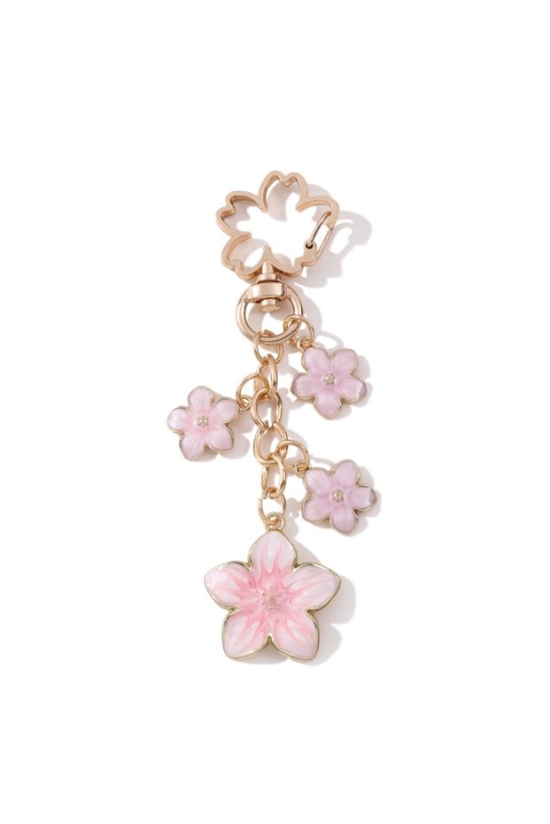 E10208 1pc Colorful Flower Enamel Keychain Sweet Romantic Blossom Sakura Plant Bag Charm For Handmad