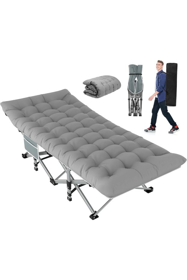 Folding Camping Cot for Adults - Portable Sleeping Bed with Mattress, Heavy Duty Outdoor Cot with Carry Bag for Home, Office, Camp, Travel, Vacation