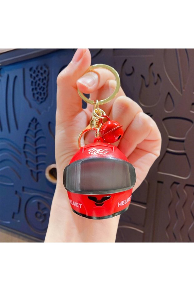 Standard Red Cool Light-up Helmet Keychain Lightweight Versatile Mini Night Light Pendant Realistic