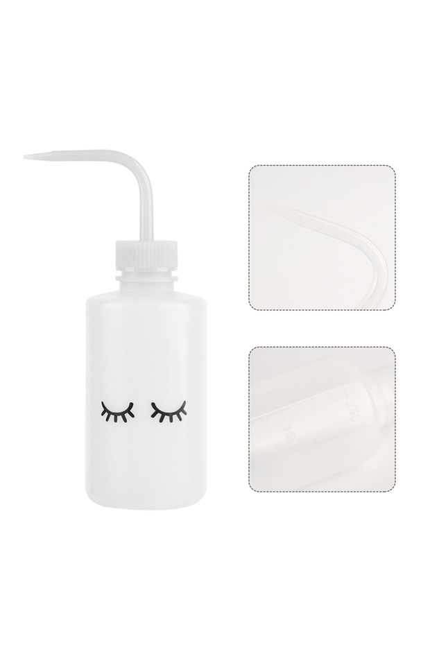 White Eyelash Extension Curved Nozzle Wash Bottle Multicolor Plastic Squeeze Flush Bottle Lash Clean