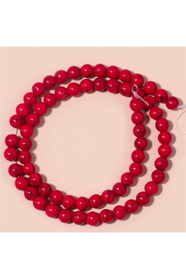6mm (approx 57pcs) 1 Strand Red Turquoise Stone Beads 4/6/8/10/12mm Round Natural Gemstone Bead for