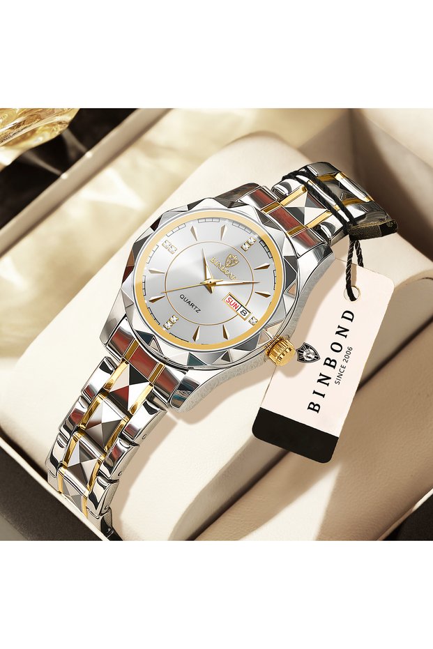 4 BINBOND Luxury Quartz Wristwatches For Women Luminous Waterproof Week Display Auto Date Women's Wa