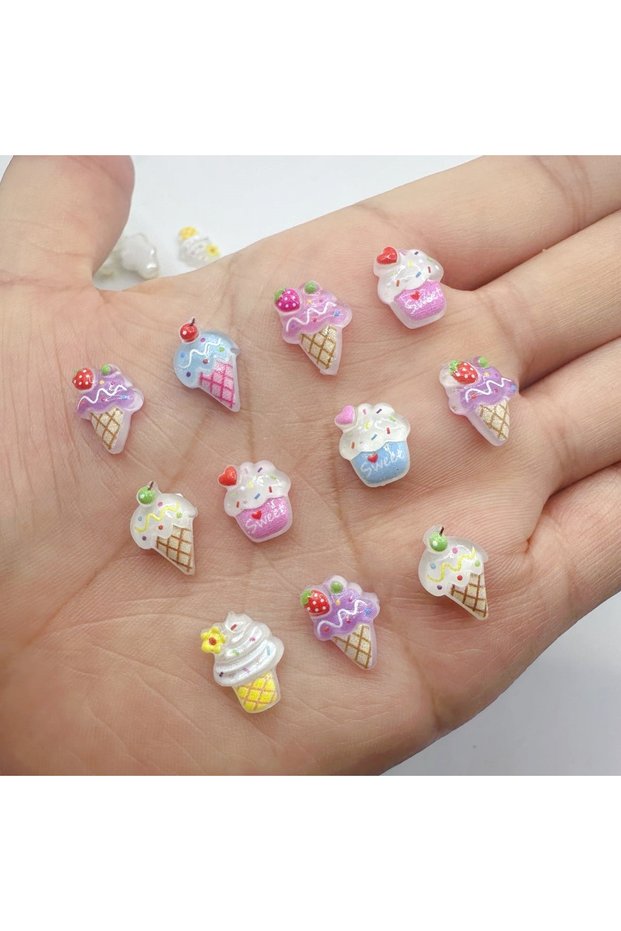 20pcs 20Pcs New Nail Accessories Summer Permeating Fruit Strawberry Cone Nail Charms Girl Heart Cute