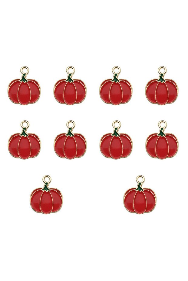 15502-10pcs 10Pcs Autumn Maple Leaf Charms Alloy Enamel Thanksgiving Maple Leaf Pumpkin Pendants For