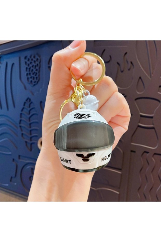 Standard White Cool Light-up Helmet Keychain Lightweight Versatile Mini Night Light Pendant Realisti