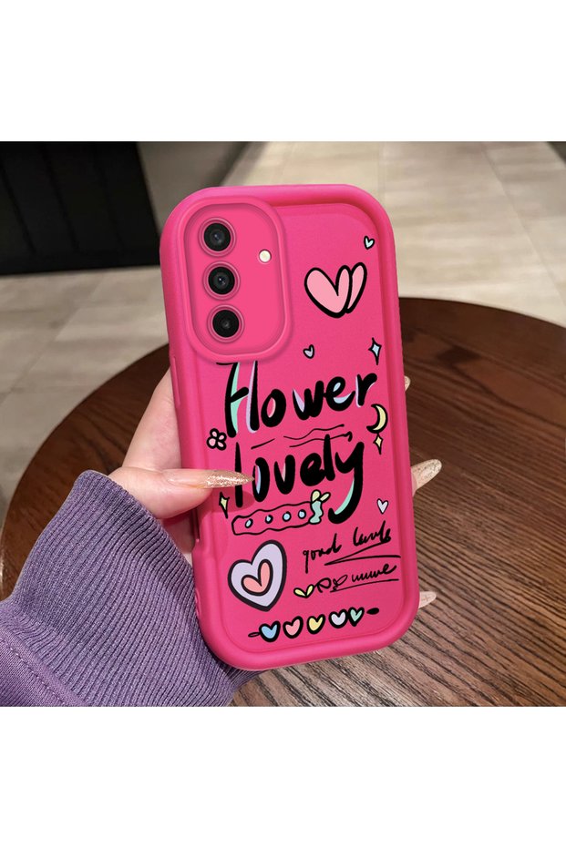 Samsung Galaxy A17/A26 Compatible Pink Red Silicone Heart Pattern Case Shockproof Camera Protection