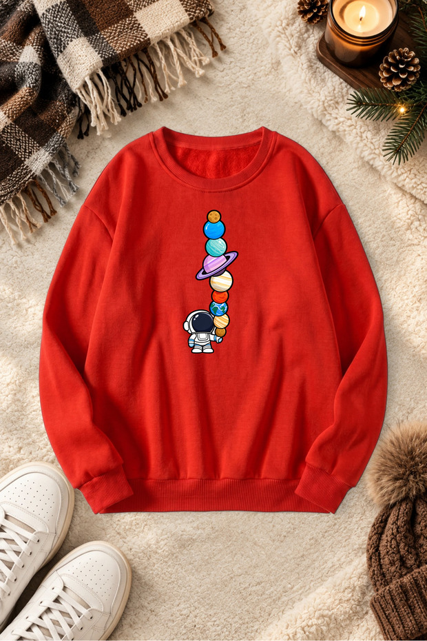 Unisex Printed Crew Neck Sweatshirt