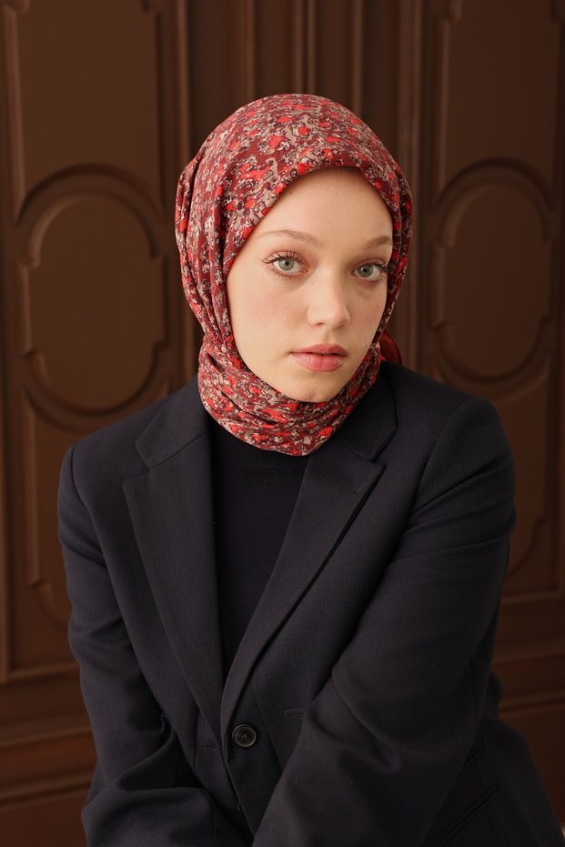 Velora Scarf Abstract Brush Burgundy