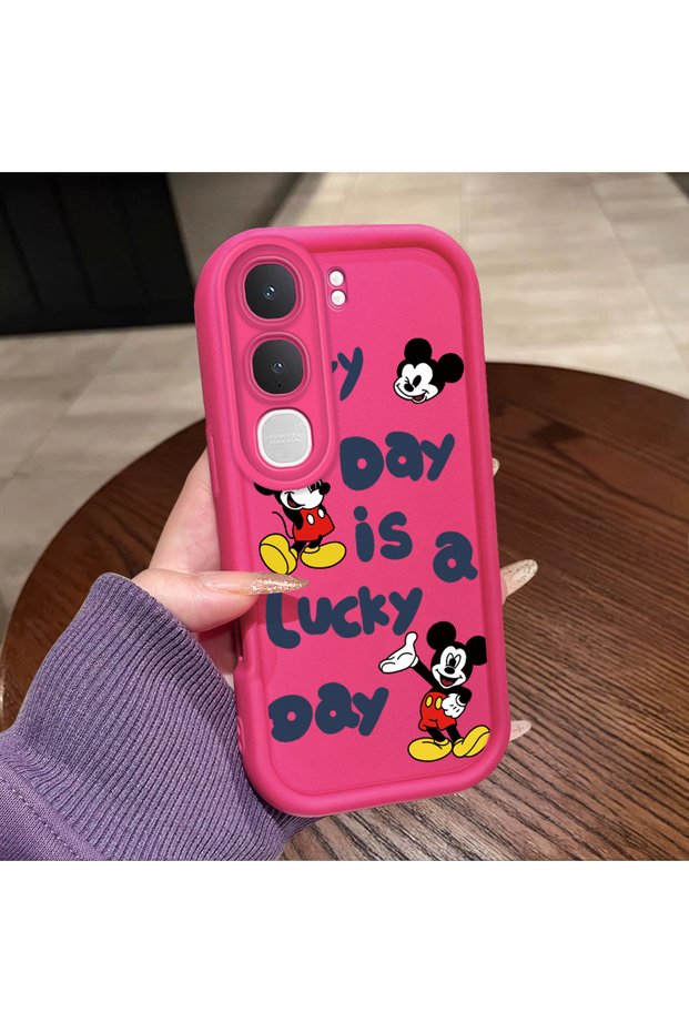 Vivo Y31/Y21D Compatible Pink Red Silicone Cartoon Pattern Case Shockproof Camera Protection