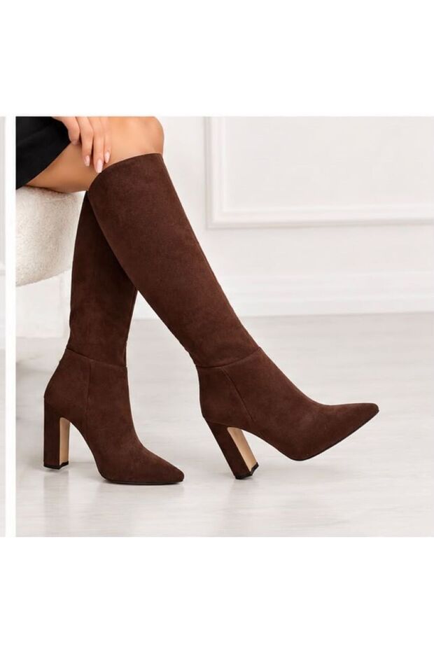 Women's Suede Boots with Pointed Heels