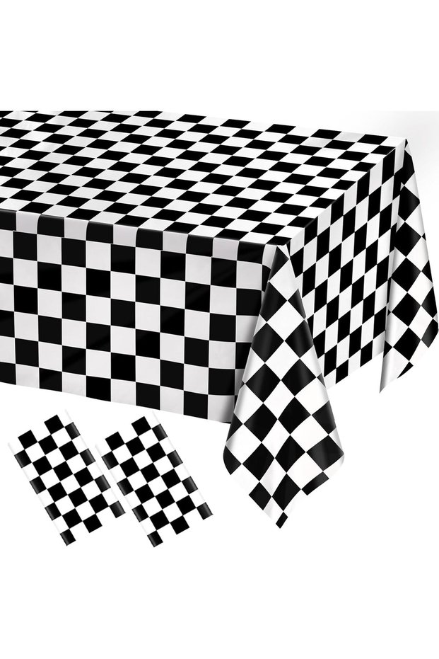 2 Pack Black and White Gingham Tablecloth Rectangular Buffalo Checkered Tablecloths Disposable Plast