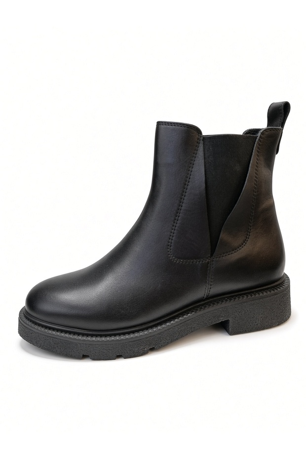 Kemal Aygün-Mammamia Black Genuine Leather Chelsea Boots | V Elastic Panel & Thick Sole