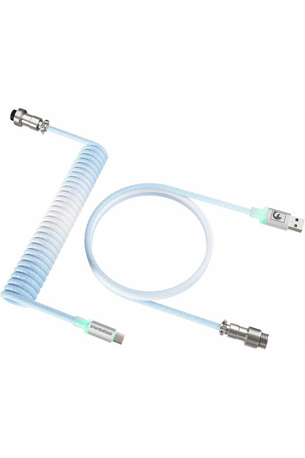 كابل USB C ملفوف C01UM للوحة مفاتيح الألعاب مع إضاءة RGB