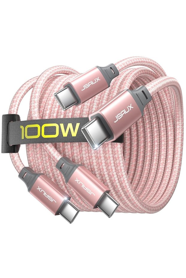 كابل USB C إلى USB C بقوة 100 واط [عبوة من قطعتين بطول 2 متر]، كابل من النوع C لهواتف آيفون/سامسونج