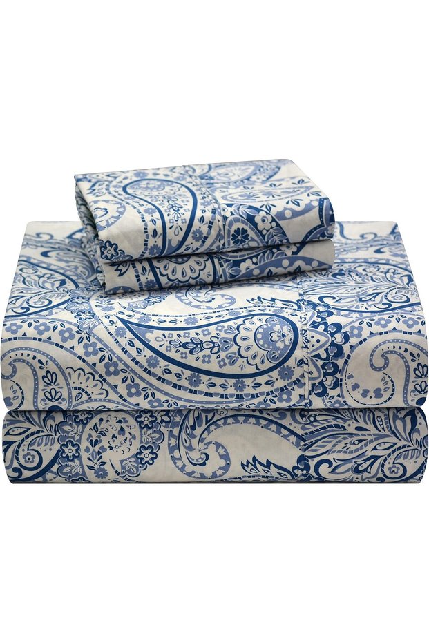 100% Cotton Percale Sheets - Printed Bed Sheet & Pillowcase Sets - Soft Cotton Bed Sheets Set - Fits