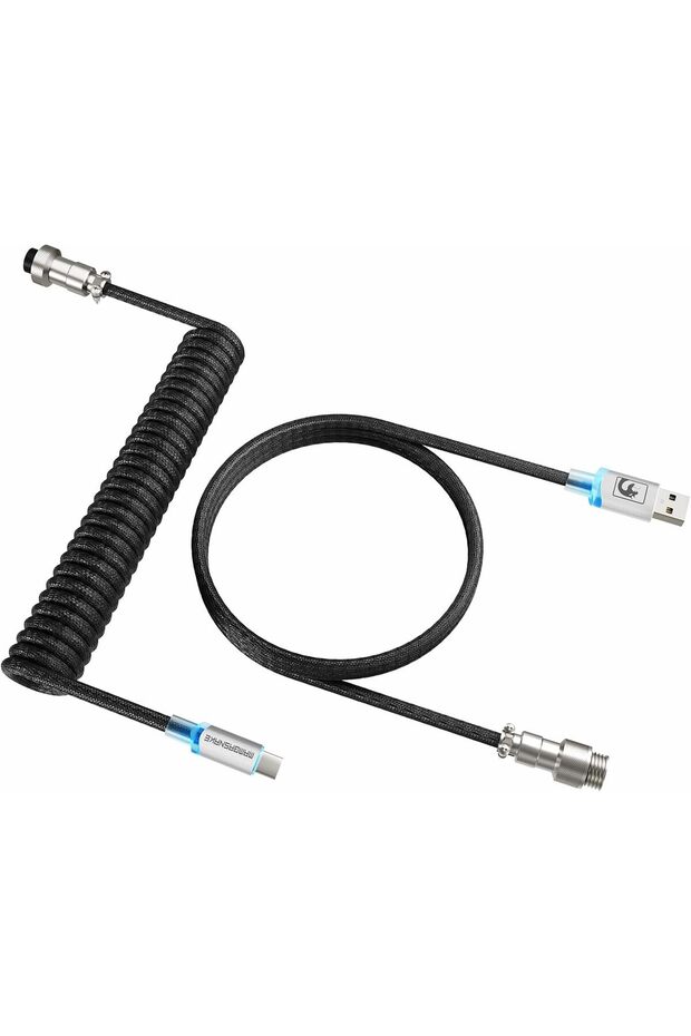 كابل USB C ملفوف C01UM للوحة مفاتيح الألعاب مع إضاءة RGB