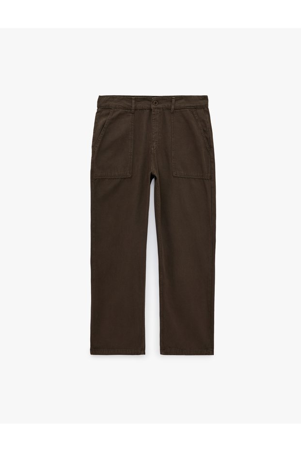 Cotton Gabardine Trousers with Large Pockets