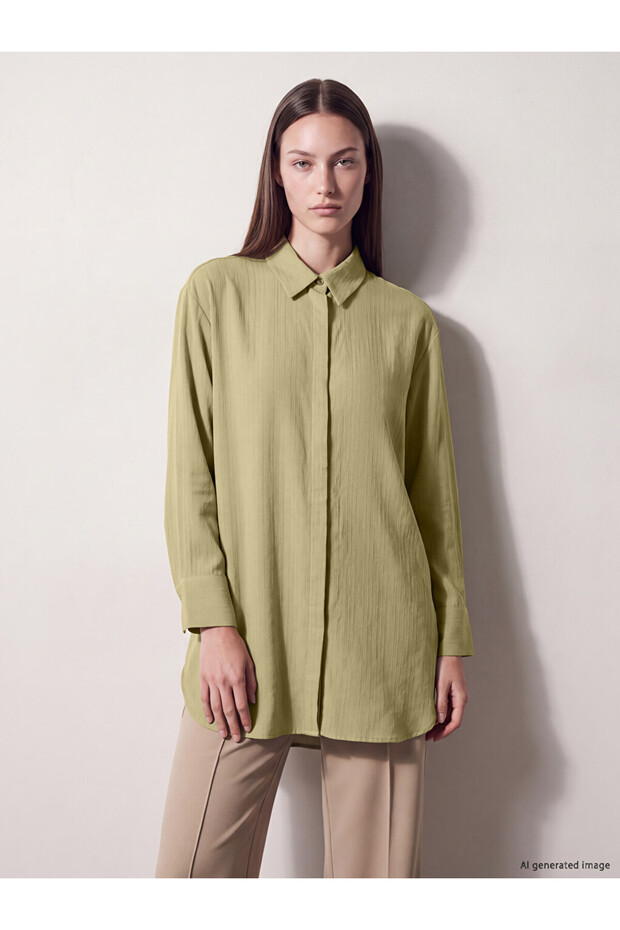 Lcw Modest Khaki Modal Blended Women's Shirt Tunic