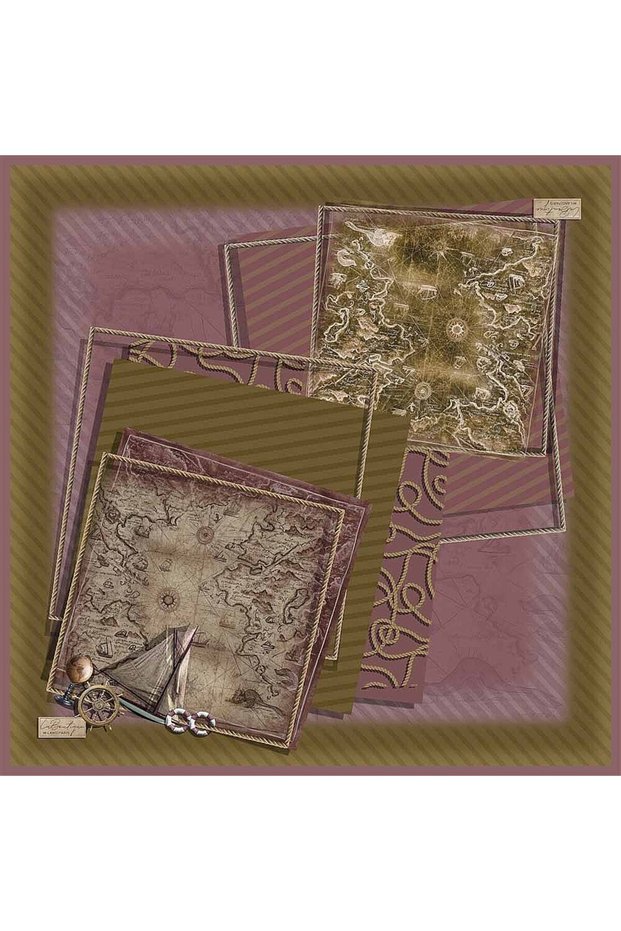 Sura Pure Silk Scarf 2491 03 Oil Green Object Pattern