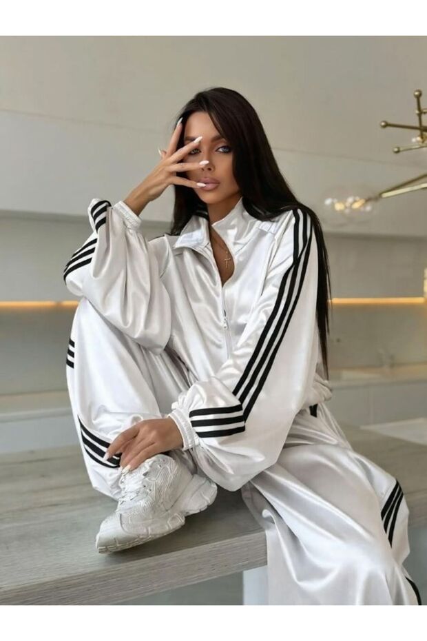 Silk Satin Zippered Top and Bottom Set