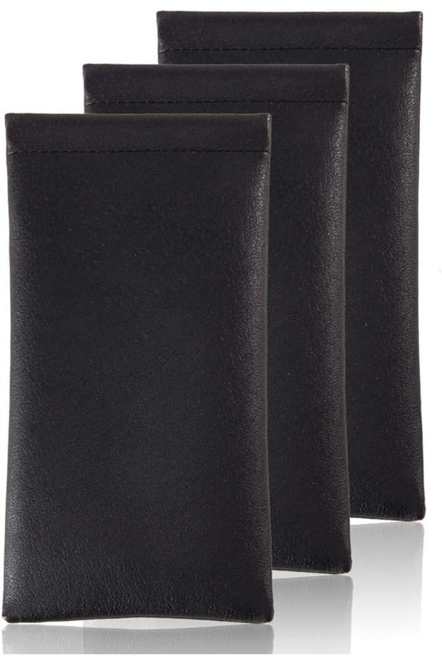 Squeeze Leather Sunglasses Pouch - 3 Pack Spring Storage Glasses Pouch Holder